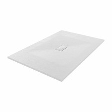 SMC White Shower Tray for Shower Enclosure Slate Stone Effect with Waste