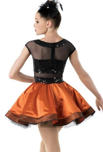 Dance Costume Weissman 10138 Medium Child Orange Dress Jazz Sequin - Picture 2 of 3