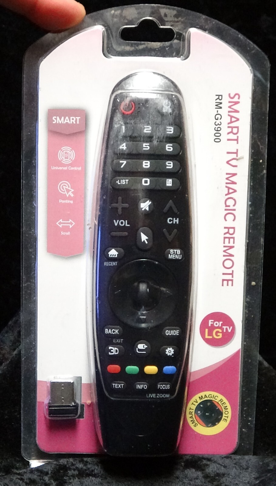 RM‑G3900 Smart TV MAGIC REMOTE Black LONG DISTANCE w/ USB for LG TV-image
