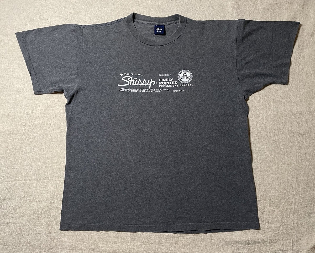 USA製 90's Vintage stussy Shirt STUSSY 90s VINTAGE T-SHIRT RARE MADE IN USA SNEAKER PRINT