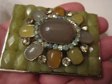 VINTAGE CRYSTAL ENCRUSTED BELT BUCKLE VERY HEAVY OFC-8