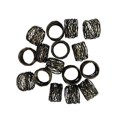 Set of 16 Metal Wire Napkin Rings Black Goldtone Heavy