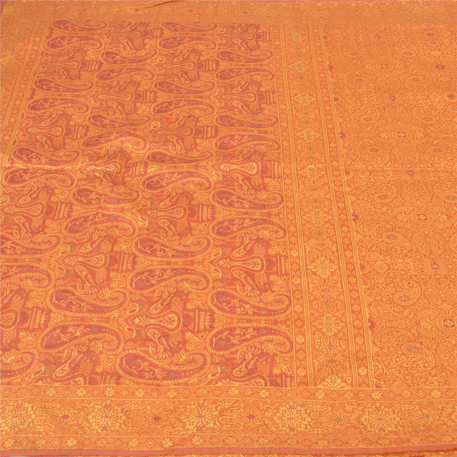 Sanskriti Vintage Saffron Indian Sarees Art Silk Wove… Gem