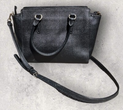 バッグ Coach Satchel Handbag Black Crossgrain Coach CROSSGRAIN LEAH SATCHEL Black | eBay