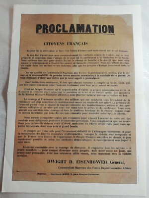 N17 Plakat Proklamation französischer Bürger Dwight D. Eisenhower, General 
