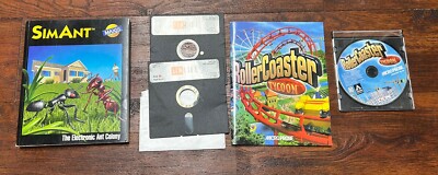 RollerCoaster Tycoon PC game 99 With Manual. Also SimLife X2 Disk N SimAnt Book