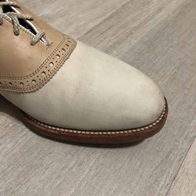 Allen Edmonds Oakmont Vibram Tan White Leather Saddle Shoes 