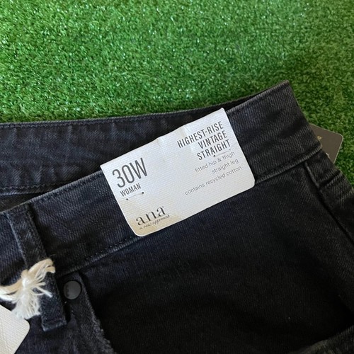 a.n.a highest-rise Vintage Straight Leg Distressed Black Jeans Plus Size 30W NEW - Picture 12 of 18