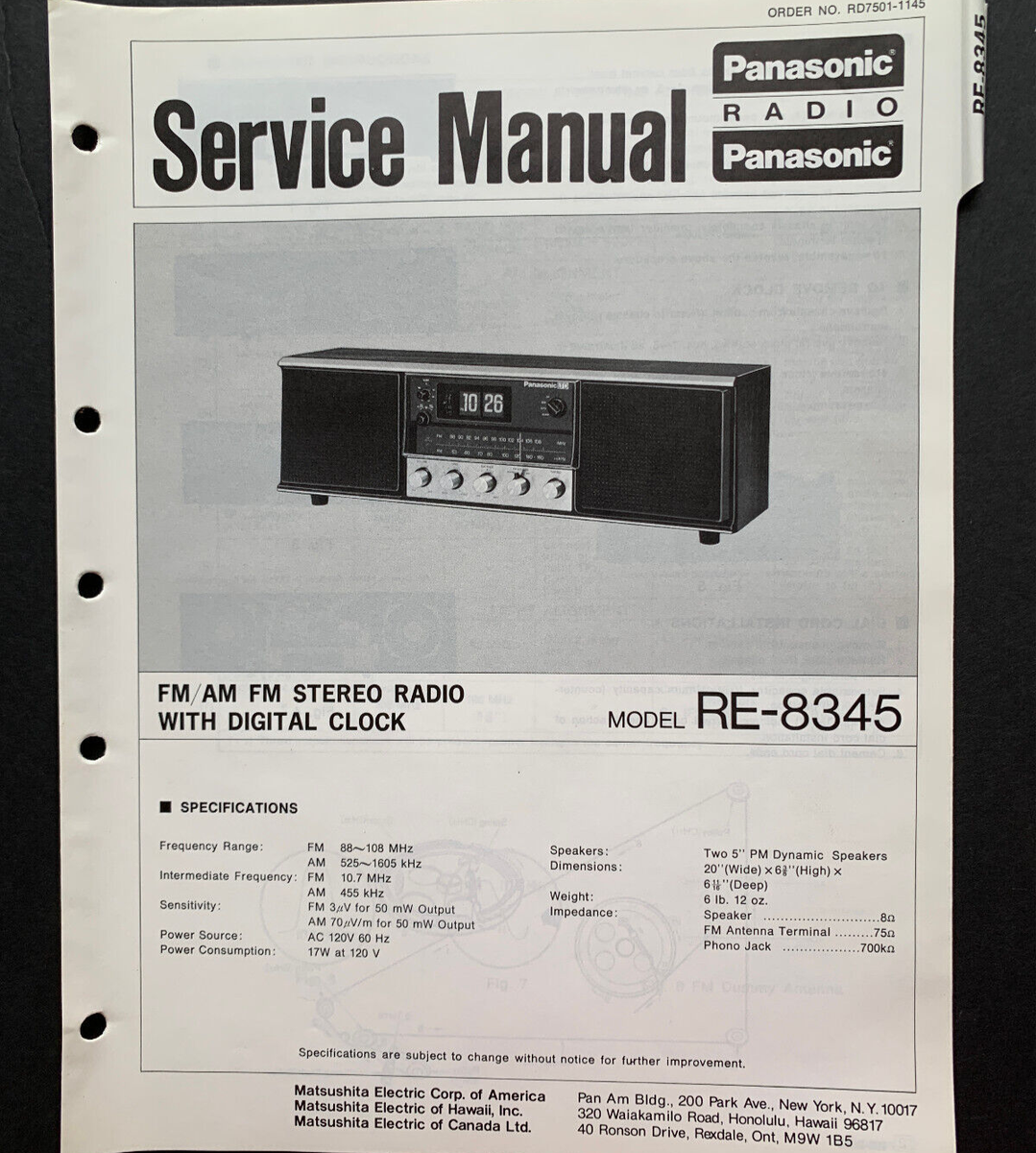 Panasonic RE-8345 FM/AM Radio Digital Flip Alarm Clock ORIGINAL