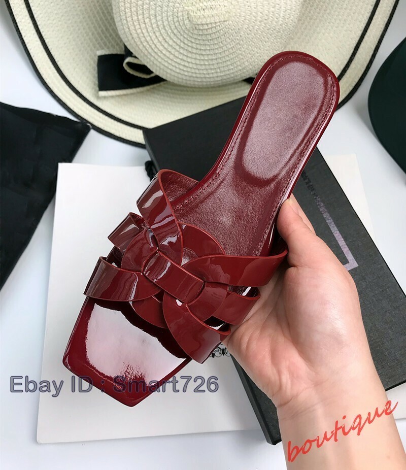 PANTOFOLA D’ORO Ciabatte piatte donna pelle verniciata sandali casual slide scarpe quadrate punta aperta