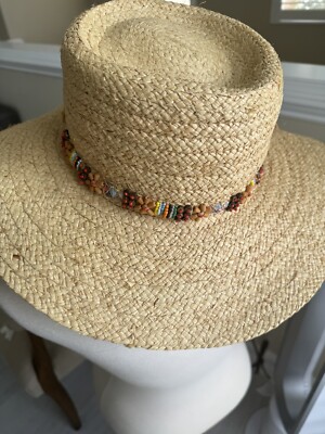 Capelli Embellished Bejeweled Sun Straw Hat Size M 1.jpg main image 3