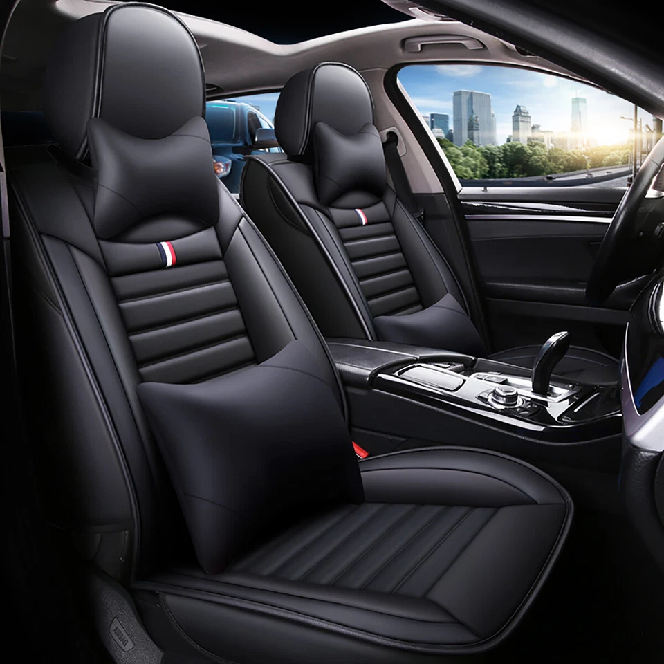 For Toyota Car Seat Cover Full Set Leather 5Seat Front Rear Protector W/Headseat Foto 3 de 4