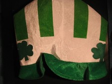 NWD Green White Stripe Tall SHAMROCK Top HAT Leprechaun St Patricks Day Irish