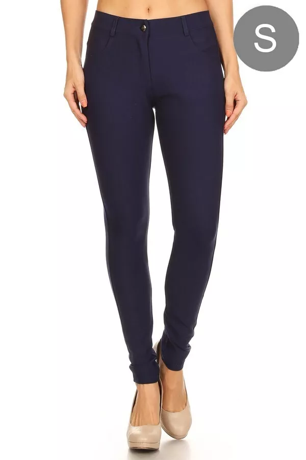 Women Navy Blue Color Regular Fit Pants-SPAIN02