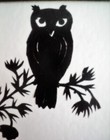 Vtg Halloween SILHOUETTE Paper Scissor Art OWL ON BRANCH Scherenschnitte Signed — photo 4