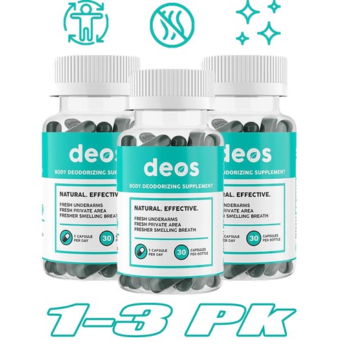 1-3Pk DEOS Internal Deodorant Supplement – Full Body Deodorizer - 30 Capsules -