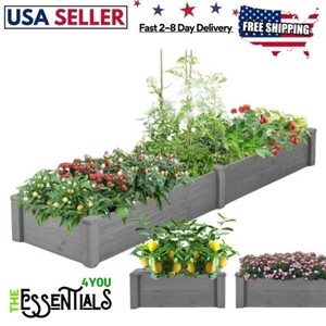 Raised Over Ground Garden Bed 96x28x10" Outdoor Planter Box Tool-Free Assembly