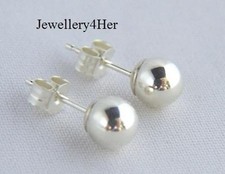 9ct White Gold 6mm Ball Stud Earrings Plain Round Bead X'mas Bday GIFT BOX SOLID