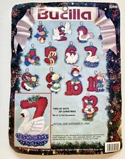 Bucilla12 Days of Christmas Ornament Kit Felt Sequin 82939 Vtg 1991 Open Package