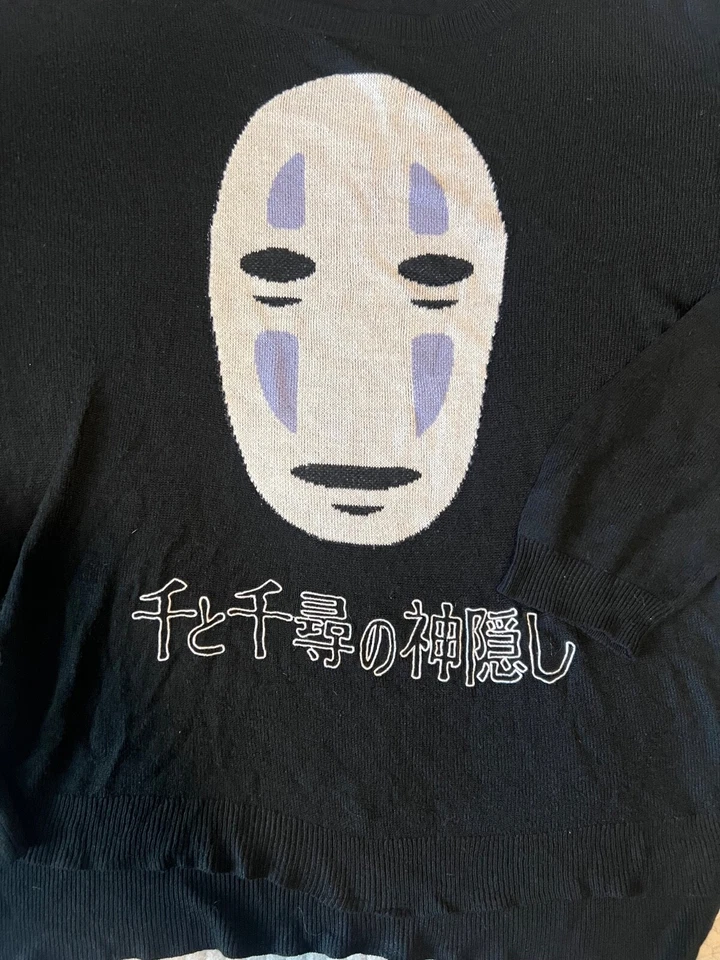 Suéter negro mediano Studio Ghibli Spirited Away Anime No Face Foto 2 de 3