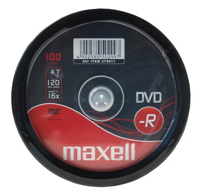 Maxell DVD-R 47 4,7GB, 16x Cakebox - 100 Discs (275611) online 