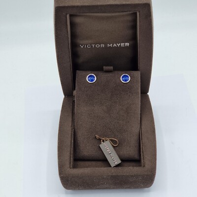 D17# Viktor Mayer blaue Emaille Ohrringe W - Gold 750 punziert Nr. 4 / 500 OVP
