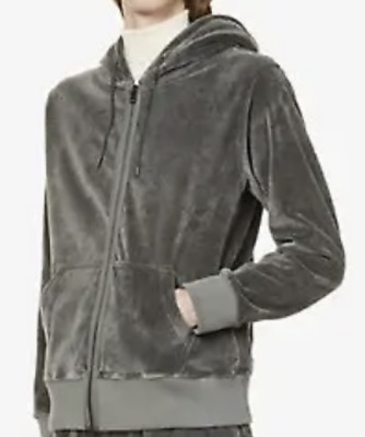 RICHARD JAMES REISSVERSCHLUSS LUX VELOUR BAUMWOLLE KAPUZE MITTELGRAU SMALL UVP 245 £ #M49