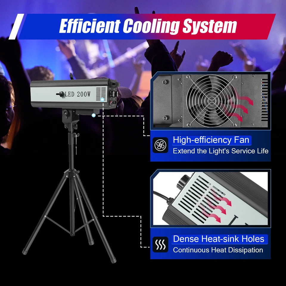 LED Follow Spot Light DJ Party Theater Disco Stage Spotlight Manual Control - Image 4 of 4