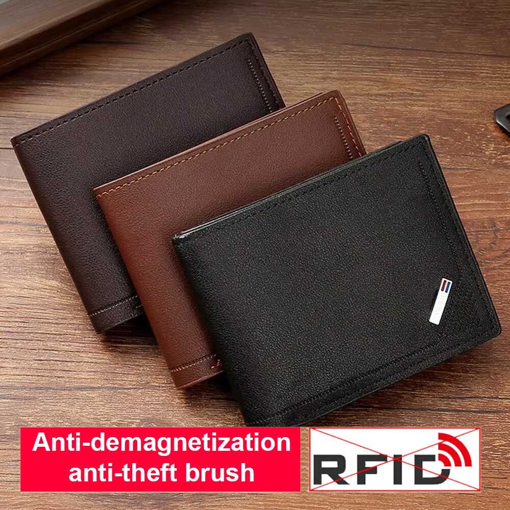 Foldable RFID-Blocking PU Leather Card Holder with ID Window  