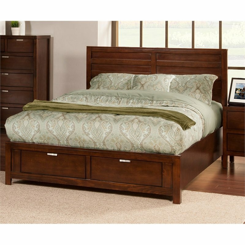 Alpine Furniture Carmel Wood Queen Storage Bed in Cappuccino (Brown)