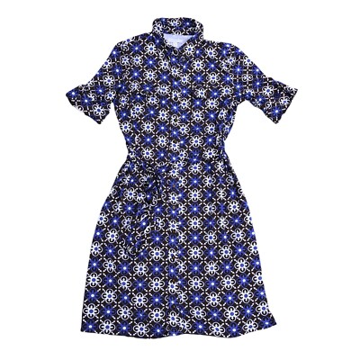charter club shirt dress CHARTER CLUB Button Shirt Dress Women's MEDIUM Nylon Print Blue Knee Length