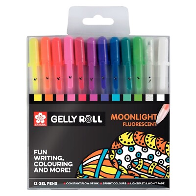 12 x Sakura Gelly Roll Gelstift MOONLIGHT 3D Effekt Set sortiert 12 Farben Set