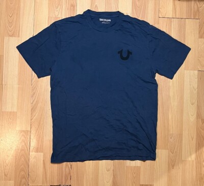 True Religion T Shirt Mens Large Blue Short Sleeve Design Logo