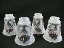 Set of 4 Light Shades Clear Satin Glass 2 1/4 Ceiling Fan Chandelier Wall Sconce