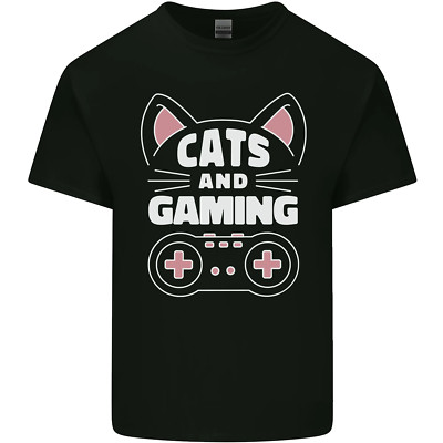 Gildan Herren Baumwoll Maglietta Katzen Gaming Fun Gamer Motiv Crew Neck