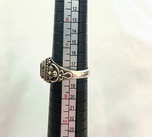 Indiri Bali Signed Padma Periodite Sterling Silver Ring - Size 8 - Picture 11 of 12