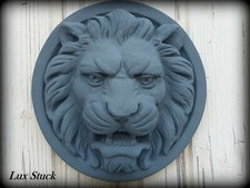 Steinfigur 23 cm Relief Löwe Steinrelief Löwenkopf  Wandrelief Steinguss Fassade