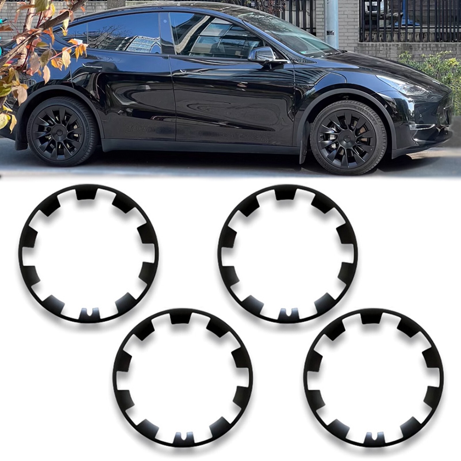 Tesla Model Y 20-21 Inch Black PC+ABS Wheel Protectors  -image