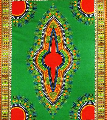Tissu africain en vrac yards VERT ROUGE JAUNE imprimé dashiki