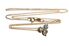 New 14k rose gold .73ct diamond 3 stone pendant white chain necklace 2.6g 18" — photo 5