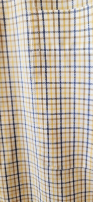 Enro Dress Shirt Mens 22 Sz 34 /35 Ble Yellow Check Non-iron 100% Cotton