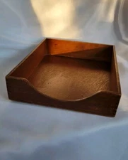 Vintage Light Wood Office Desk Letter Size Paper Tray Dovetail In Out Box