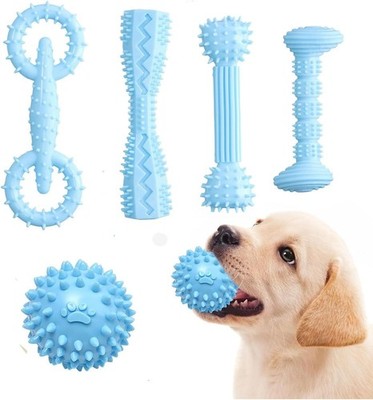 5x Dog Chew Toy Squeaky Toy Dental Care Rubber Puppy Chewing Toy Small Medium
