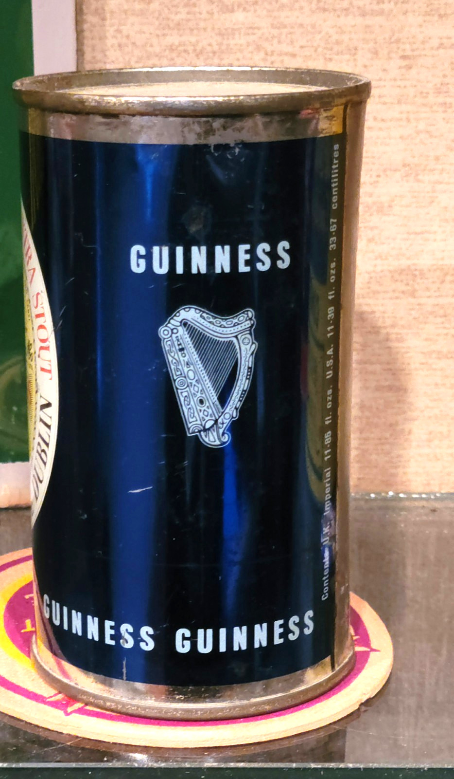 1960s GUINNESS EXTRA STOUT FLAT TOP BEER CAN 12 IMP OZ ST JAMES'S GATE DUBLIN