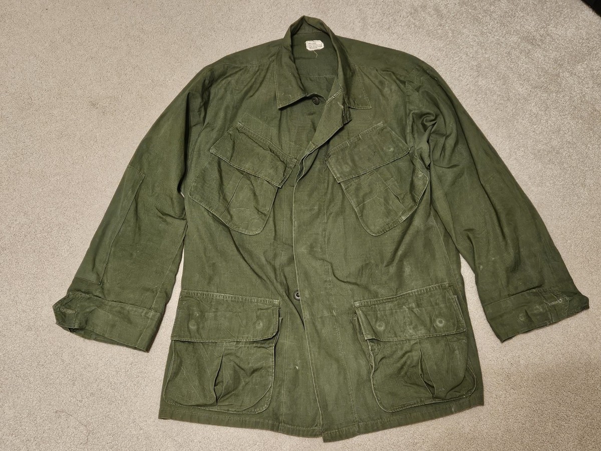 Vietnam War 1969 USGI Army Jungle Fatigue Jacket Slant Pocket