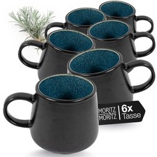 Moritz & Moritz Tassen Set 6x - Schwarz/Blau - Kaffeebecher - Steinzeug - SOLID