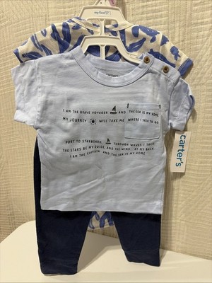 Carters Baby Boy 3 Piece Pant Set Size 9 Months New