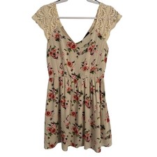 Forever 21 Women's S Cottagecore Floral Crochet Mini Dress Romantic Boho