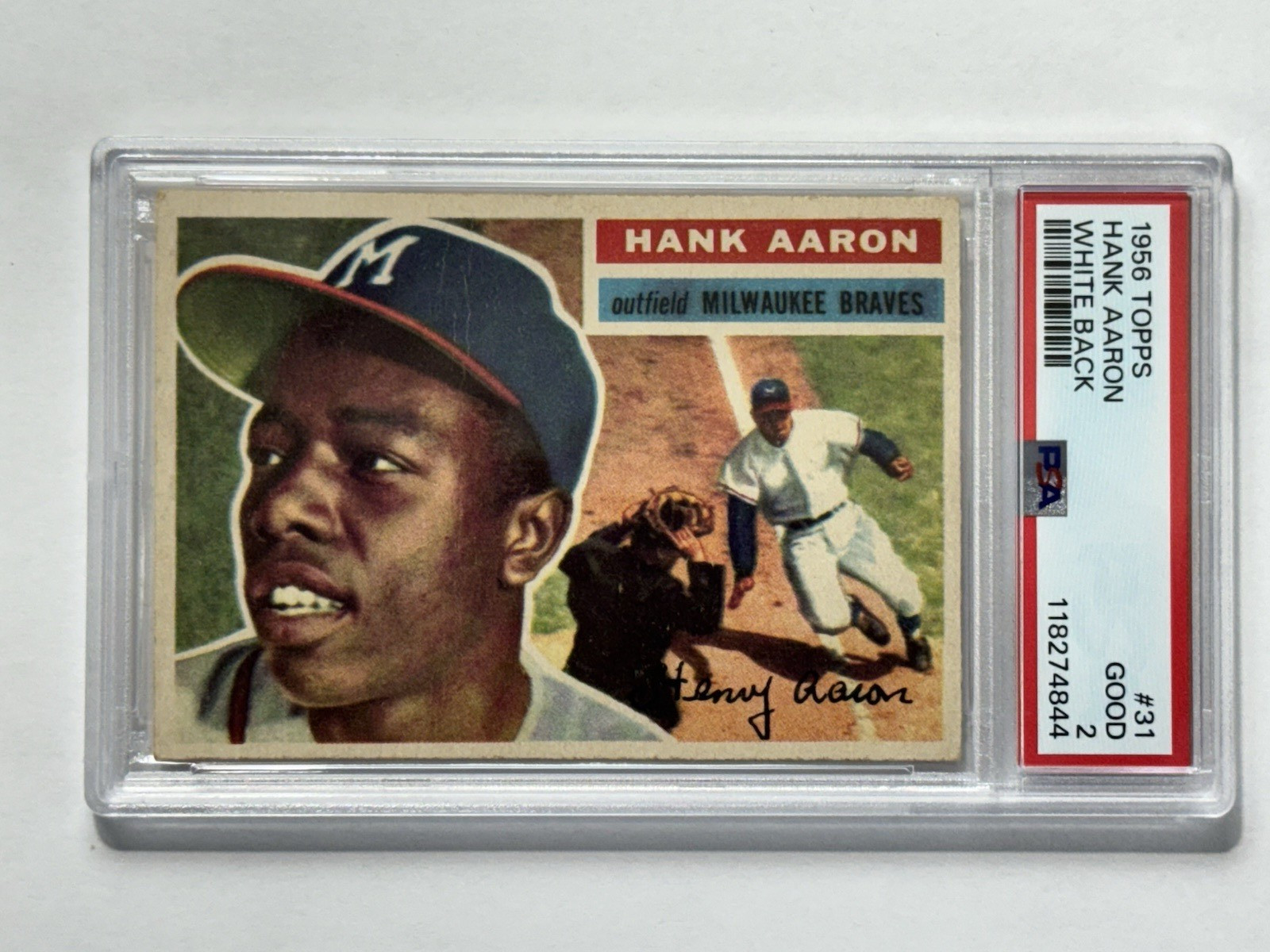1956 Topps - Hank Aaron #31 White Back PSA2