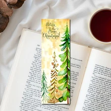 Christmas Yule Bookmark - Evergreen Trees 6x2 Bookish Gift For Book Readers